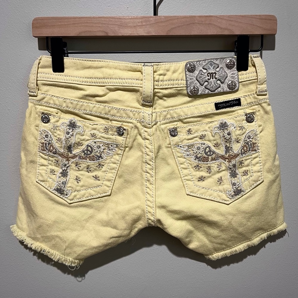 Miss Me Girls Denim Shorts Yellow Size 14